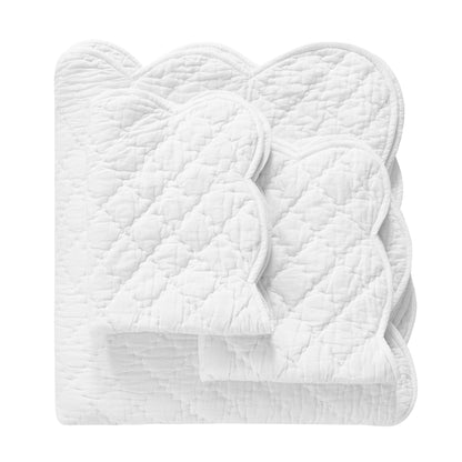 Diamond Scalloped Edge 100% Cotton Voile Hand Stitched Quilt Set 3PC - Quahog Bay Bedding