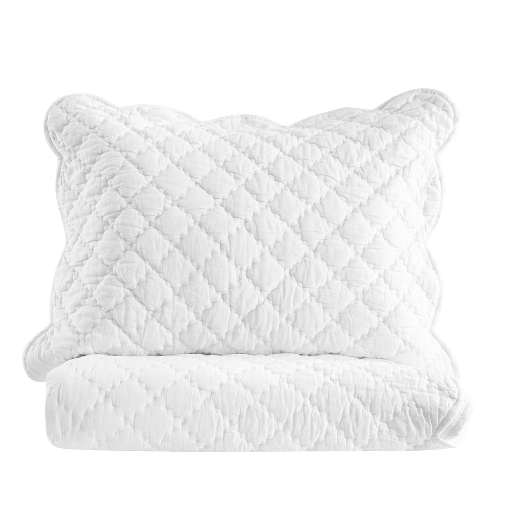 Diamond Scalloped Edge 100% Cotton Voile Hand Stitched Quilt Set 3PC - Quahog Bay Bedding