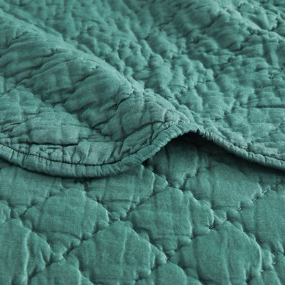 Diamond Scalloped Edge 100% Cotton Voile Hand Stitched Quilt Set 3PC - Quahog Bay Bedding