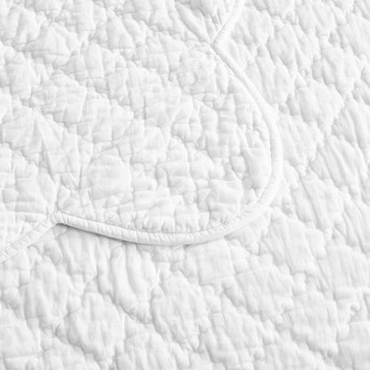 Diamond Scalloped Edge 100% Cotton Voile Hand Stitched Quilt Set 3PC - Quahog Bay Bedding