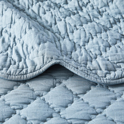 Diamond Scalloped Edge 100% Cotton Voile Hand Stitched Quilt Set 3PC - Quahog Bay Bedding
