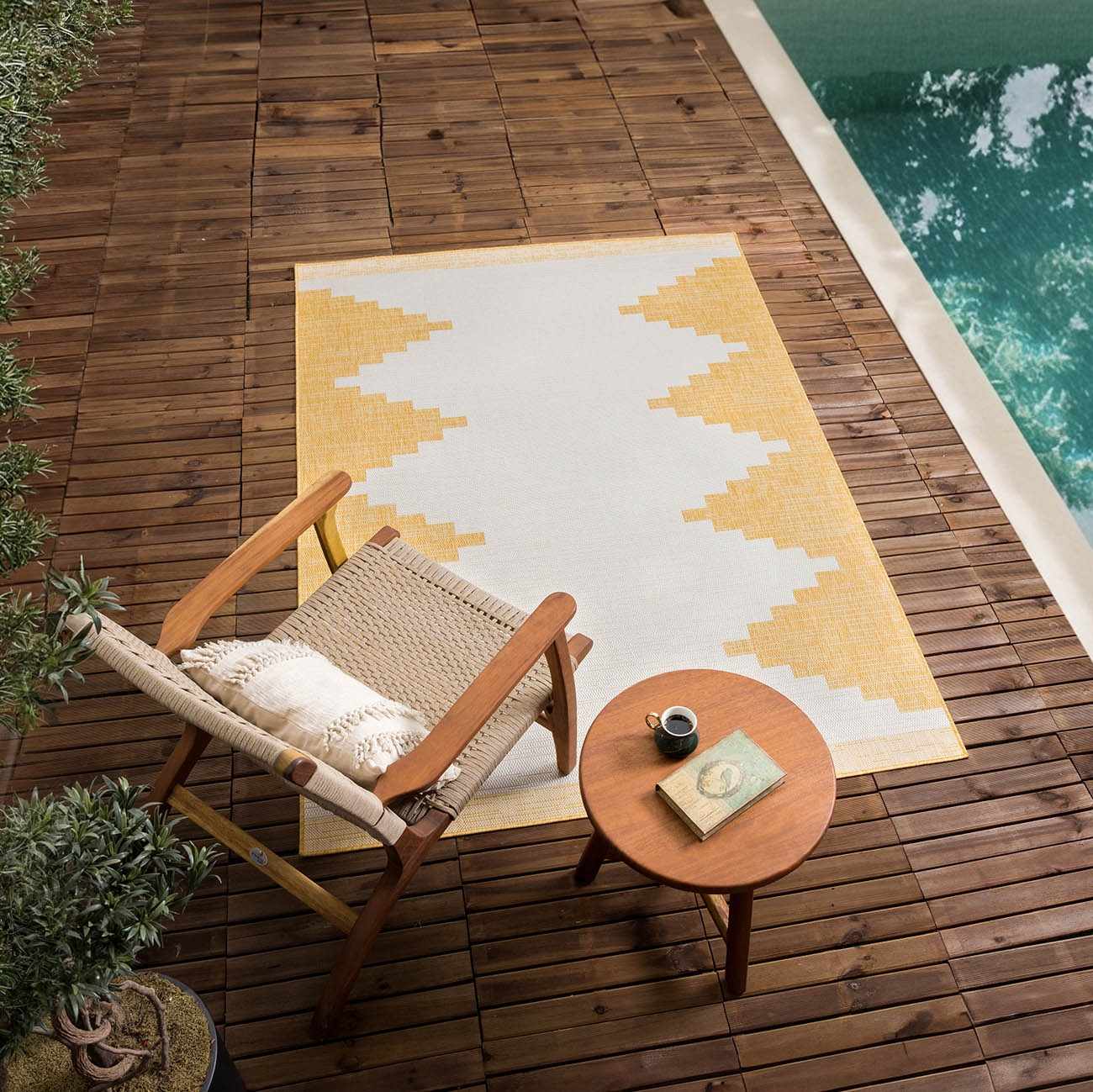 Djugun Yellow Outdoor Rug - Quahog Bay Bedding