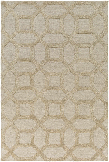 Dodgertown Area Rug - Ivory Beige Wool | Hand Tufted with geometric pattern, medium pile, ideal for modern home decor in living spaces.