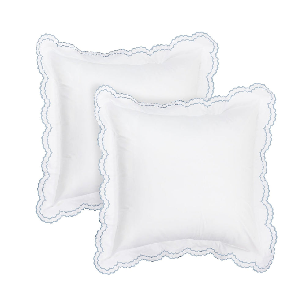 Double Scallop Embroidered Percale Euro Sham Pair - Quahog Bay Bedding
