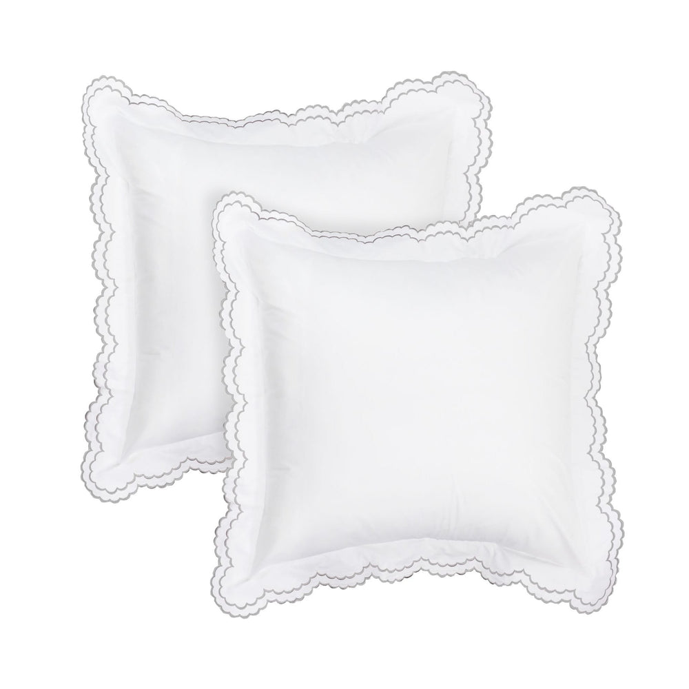 Double Scallop Embroidered Percale Euro Sham Pair - Quahog Bay Bedding