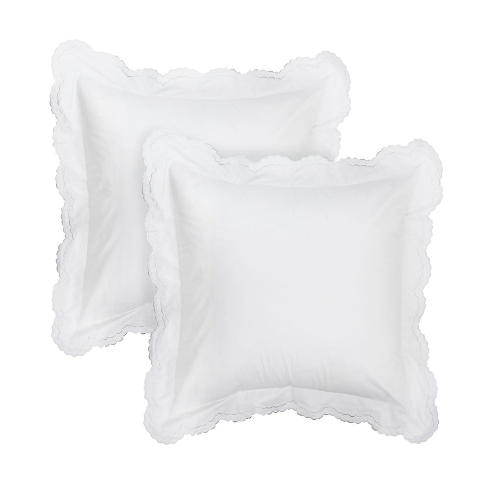 Double Scallop Embroidered Percale Euro Sham Pair - Quahog Bay Bedding