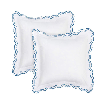 Double Scallop Embroidered Percale Euro Sham Pair - Quahog Bay Bedding
