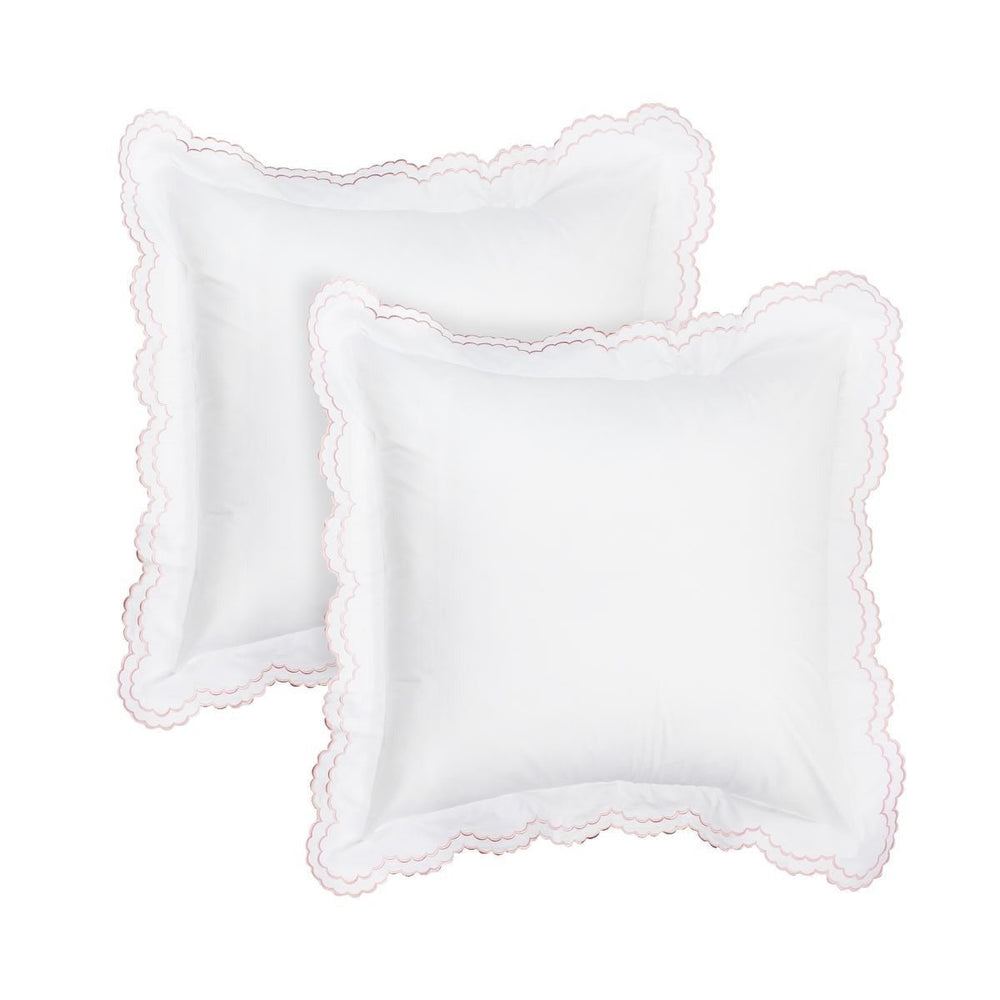 Double Scallop Embroidered Percale Euro Sham Pair - Quahog Bay Bedding