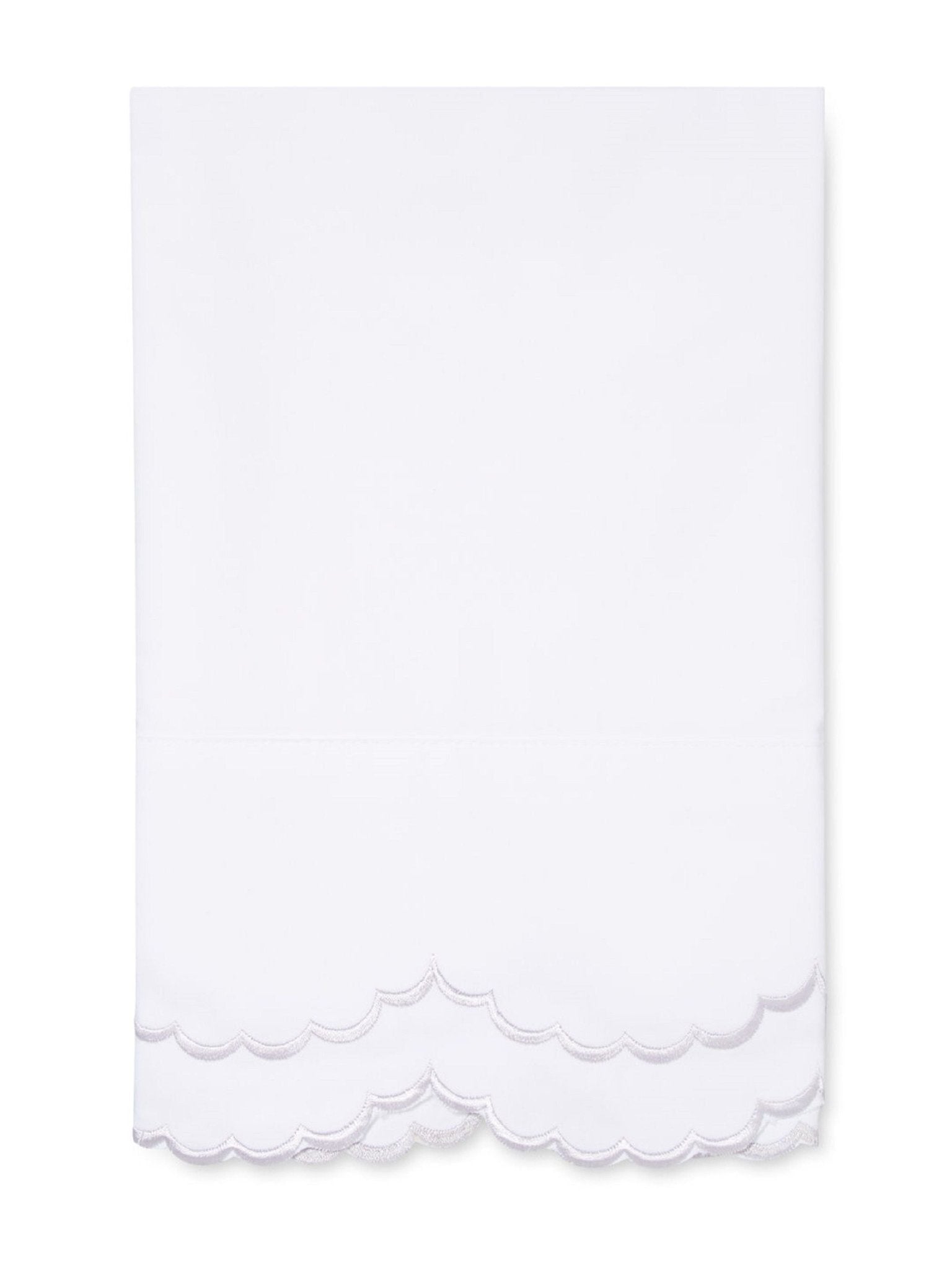 Double Scallop Embroidered Percale Pillowcase Pair - Quahog Bay Bedding