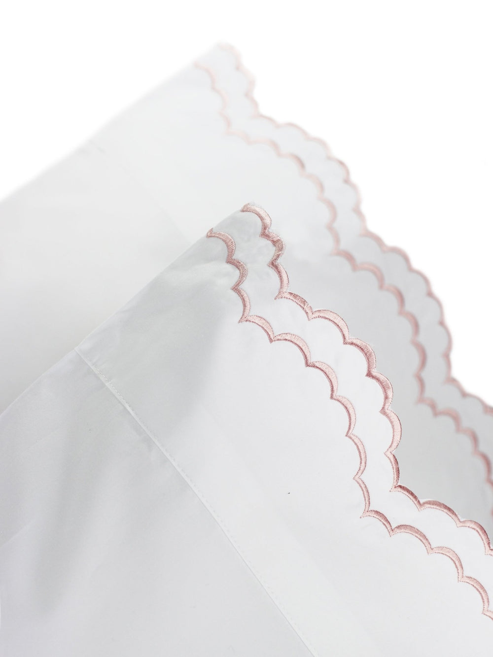 Double Scallop Embroidered Percale Pillowcase Pair - Quahog Bay Bedding
