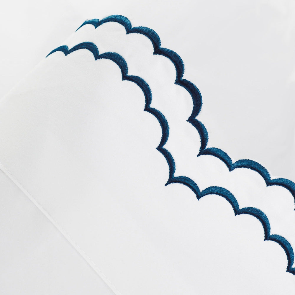 Double Scallop Embroidered Percale Pillowcase Pair - Quahog Bay Bedding
