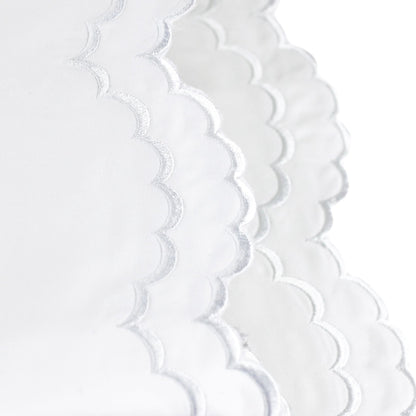 Double Scallop Embroidered Percale Pillowcase Pair - Quahog Bay Bedding