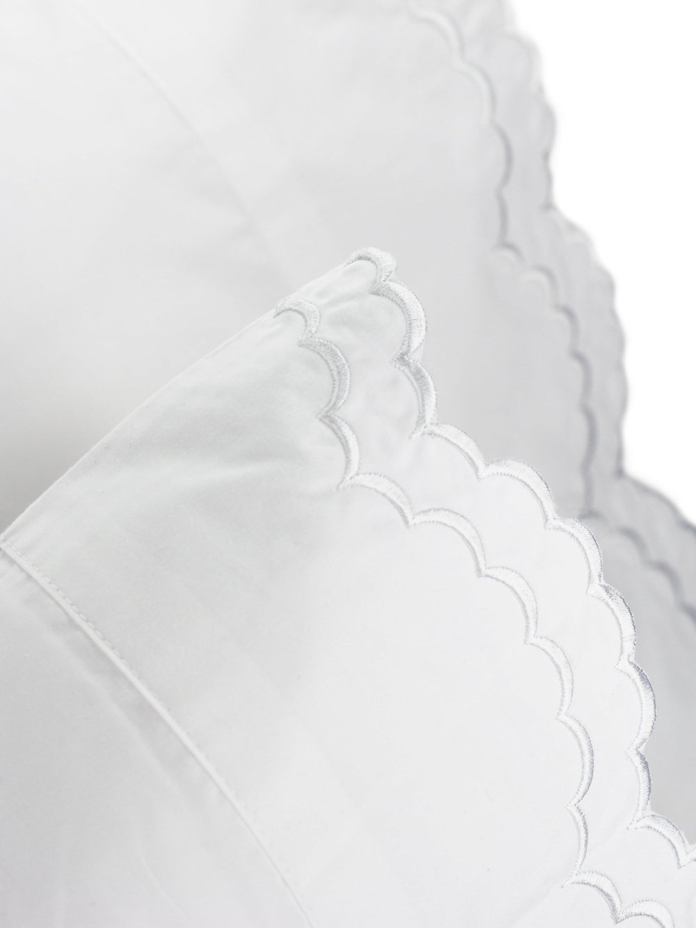 Double Scallop Embroidered Percale Pillowcase Pair - Quahog Bay Bedding