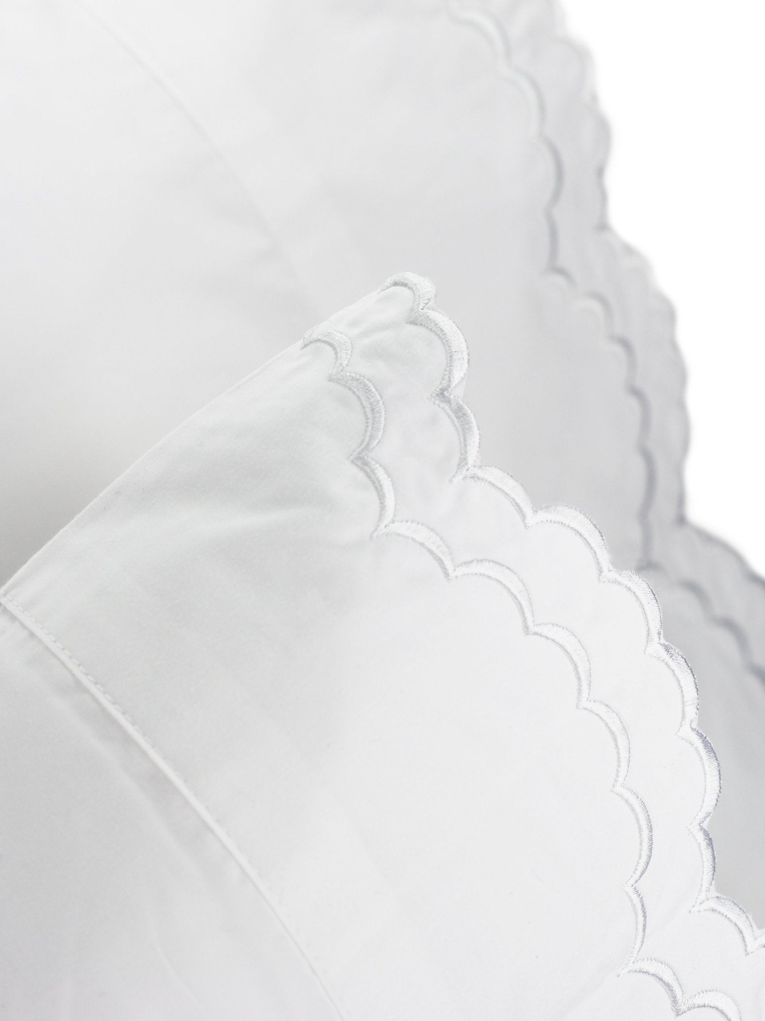 Double Scallop Embroidered Percale Pillowcase Pair - Quahog Bay Bedding