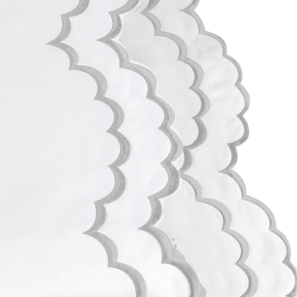 Double Scallop Embroidered Percale Pillowcase Pair - Quahog Bay Bedding