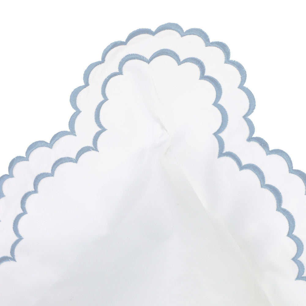 Double Scalloped Edge Embroidered Percale Duvet Set 300TC 100% Cotton - Quahog Bay Bedding