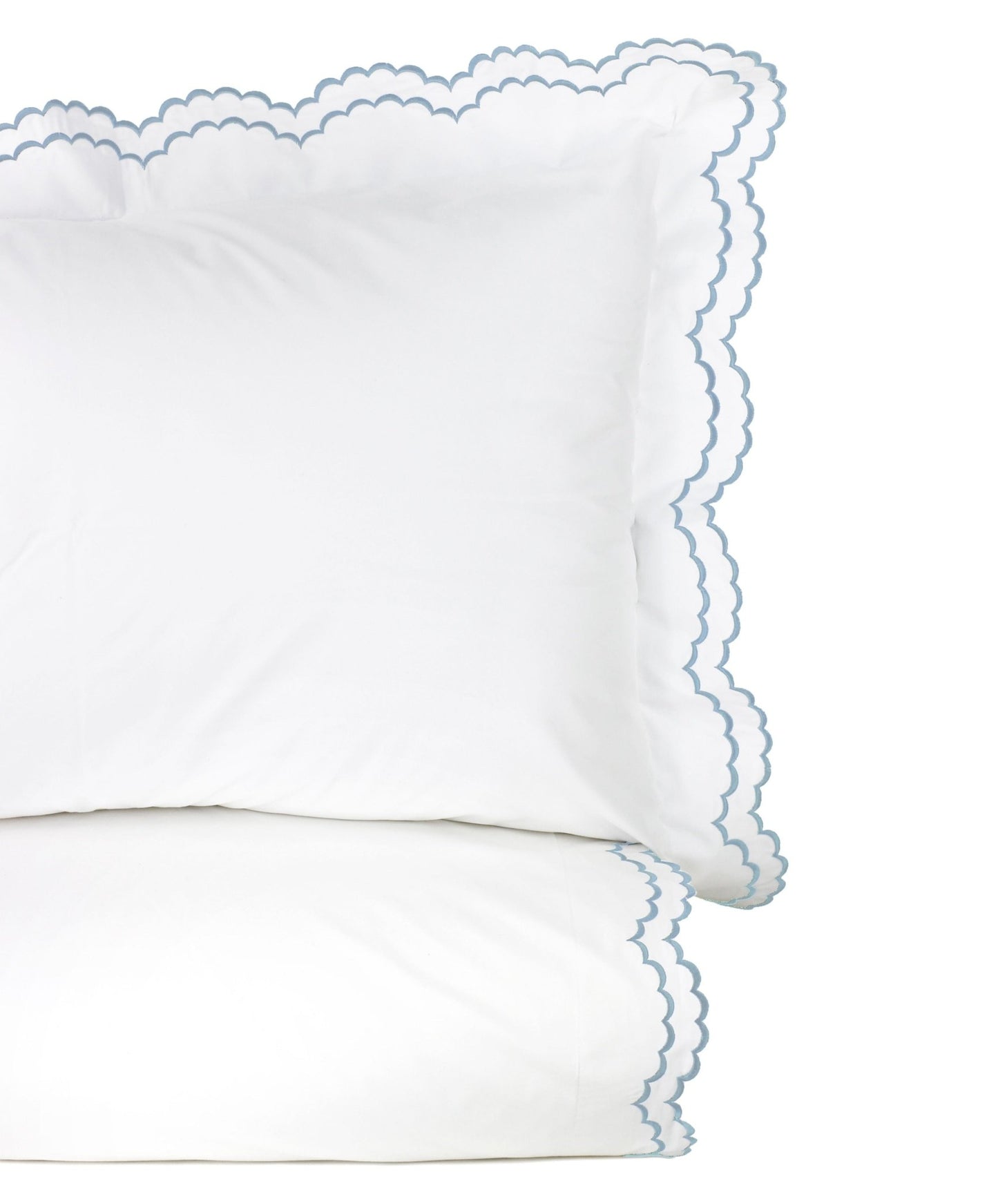 Double Scalloped Edge Embroidered Percale Duvet Set 300TC 100% Cotton - Quahog Bay Bedding