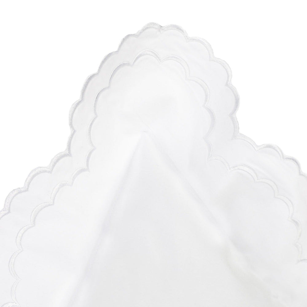 Double Scalloped Edge Embroidered Percale Duvet Set 300TC 100% Cotton - Quahog Bay Bedding