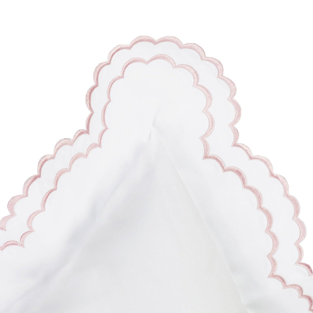 Double Scalloped Edge Embroidered Percale Duvet Set 300TC 100% Cotton - Quahog Bay Bedding