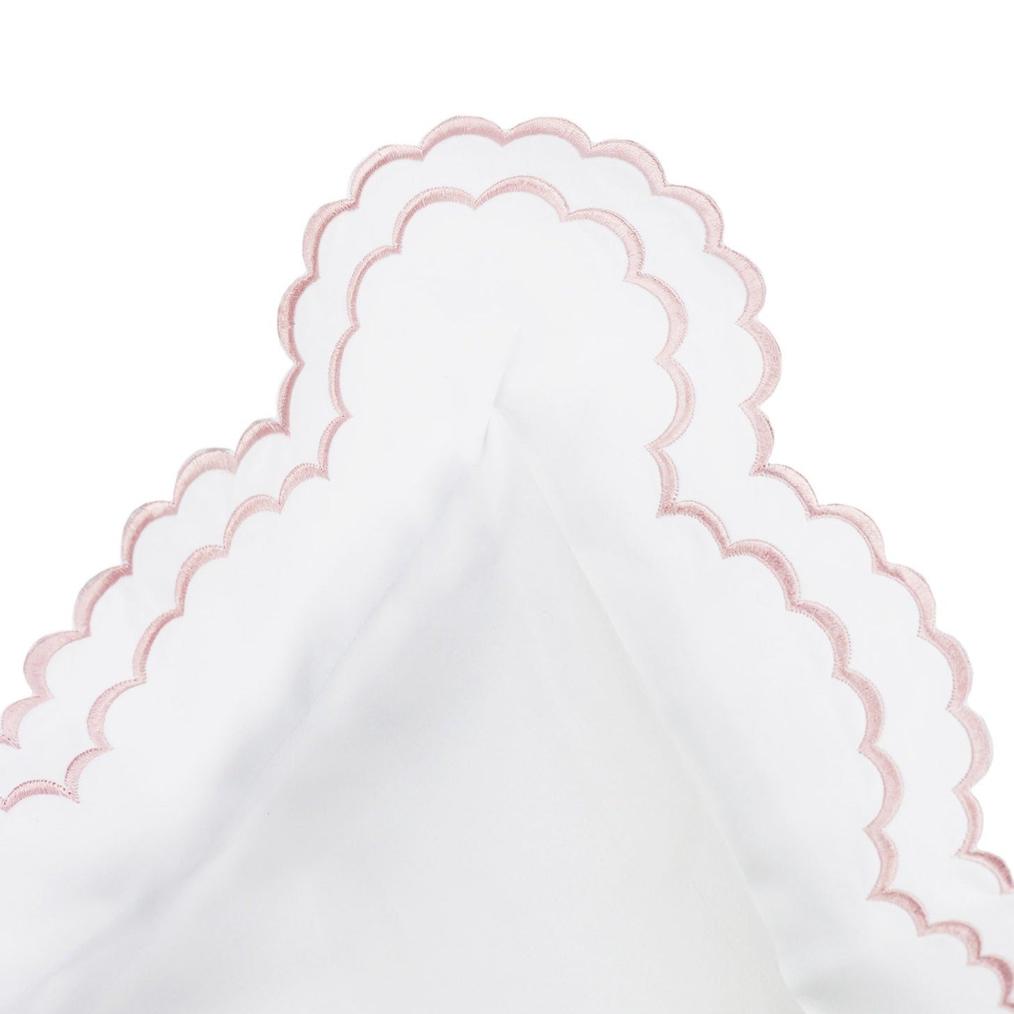 Double Scalloped Edge Embroidered Percale Duvet Set 300TC 100% Cotton - Quahog Bay Bedding