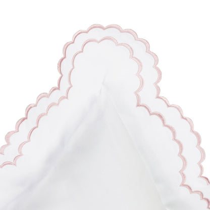 Double Scalloped Edge Embroidered Percale Duvet Set 300TC 100% Cotton - Quahog Bay Bedding