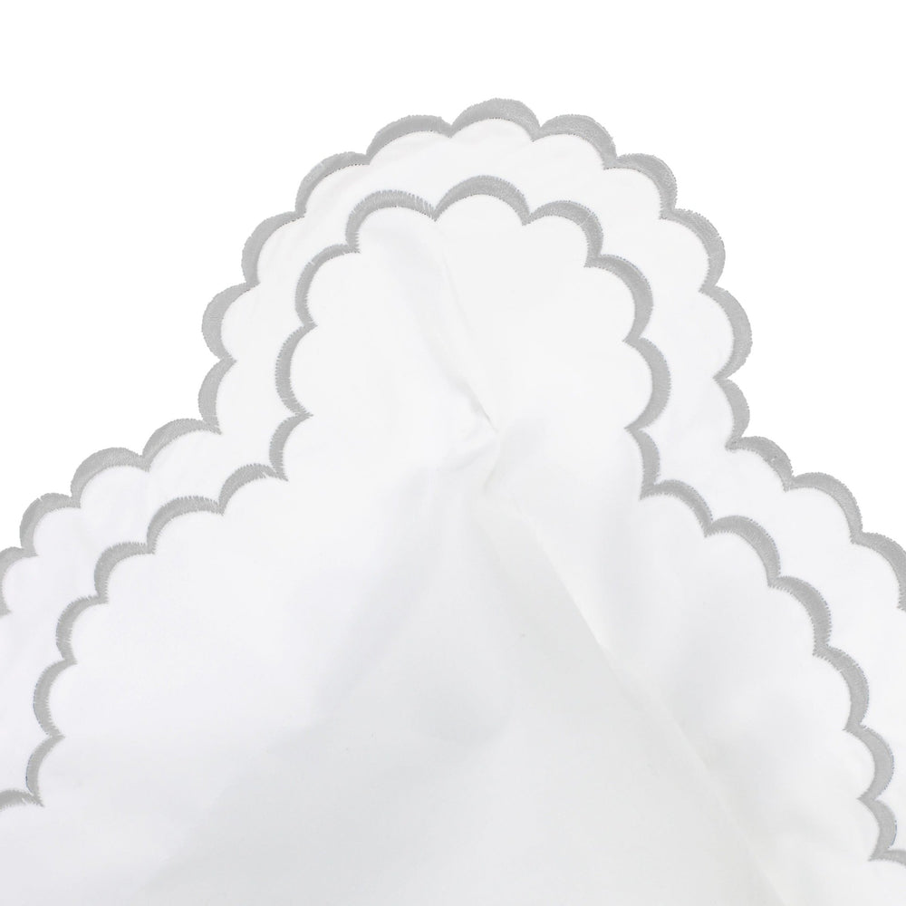 Double Scalloped Edge Embroidered Percale Duvet Set 300TC 100% Cotton - Quahog Bay Bedding