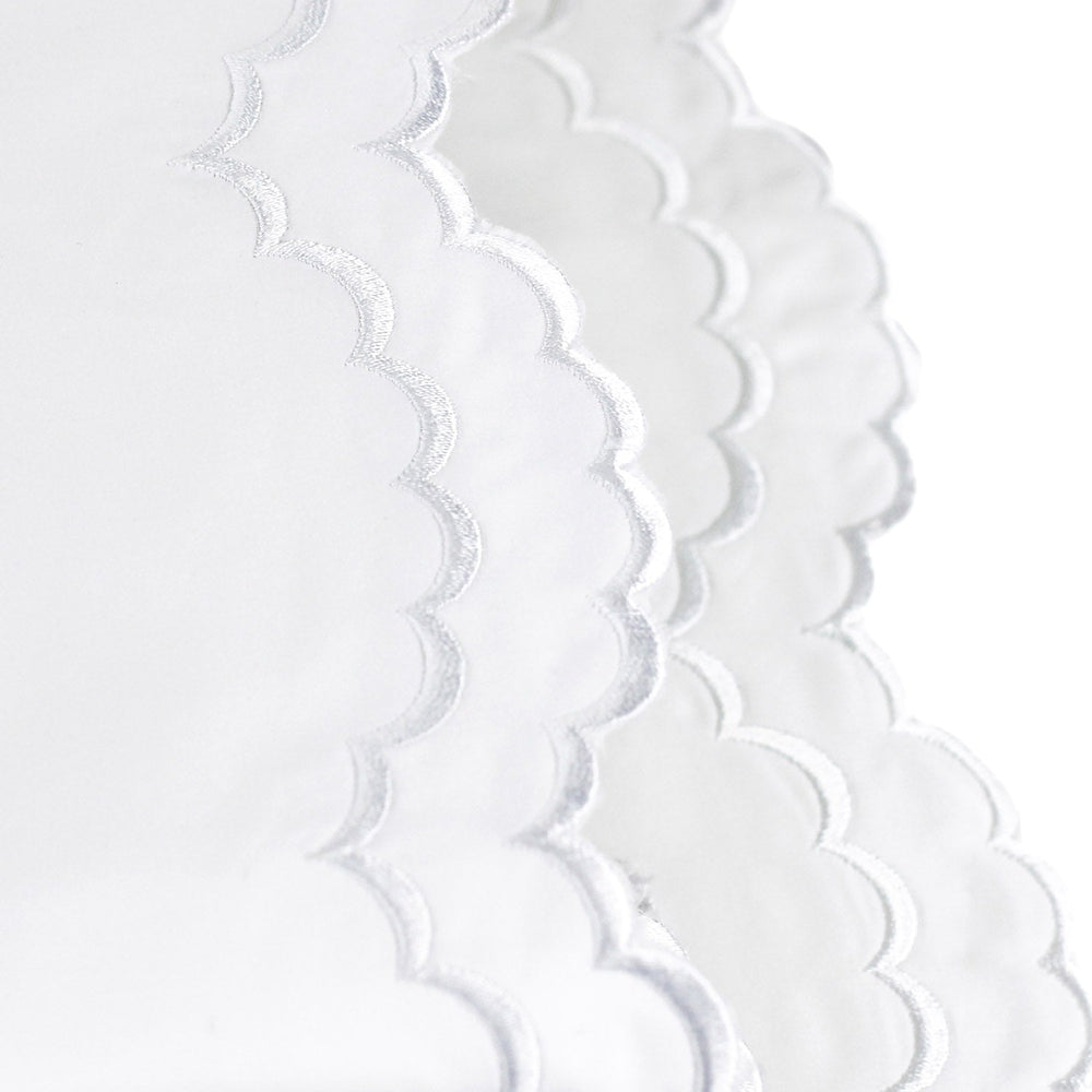 Double Scalloped Edge Embroidered Percale Sheet Set - Quahog Bay Bedding