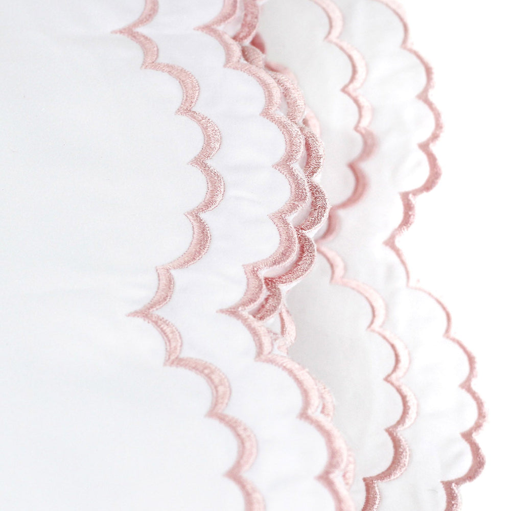 Double Scalloped Edge Embroidered Percale Sheet Set - Quahog Bay Bedding