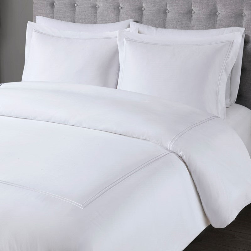 Double Stripe Embroidered Comforter Set | 500TC Cotton Sateen | 5-Piece - Quahog Bay Bedding