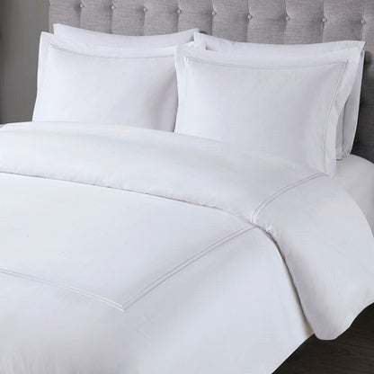 Double Stripe Embroidered Comforter Set | 500TC Cotton Sateen | 5-Piece - Quahog Bay Bedding