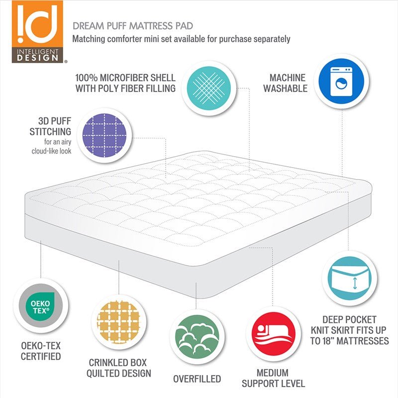 Dream Puff Overfilled Down Alternative Mattress Pad - Quahog Bay Bedding