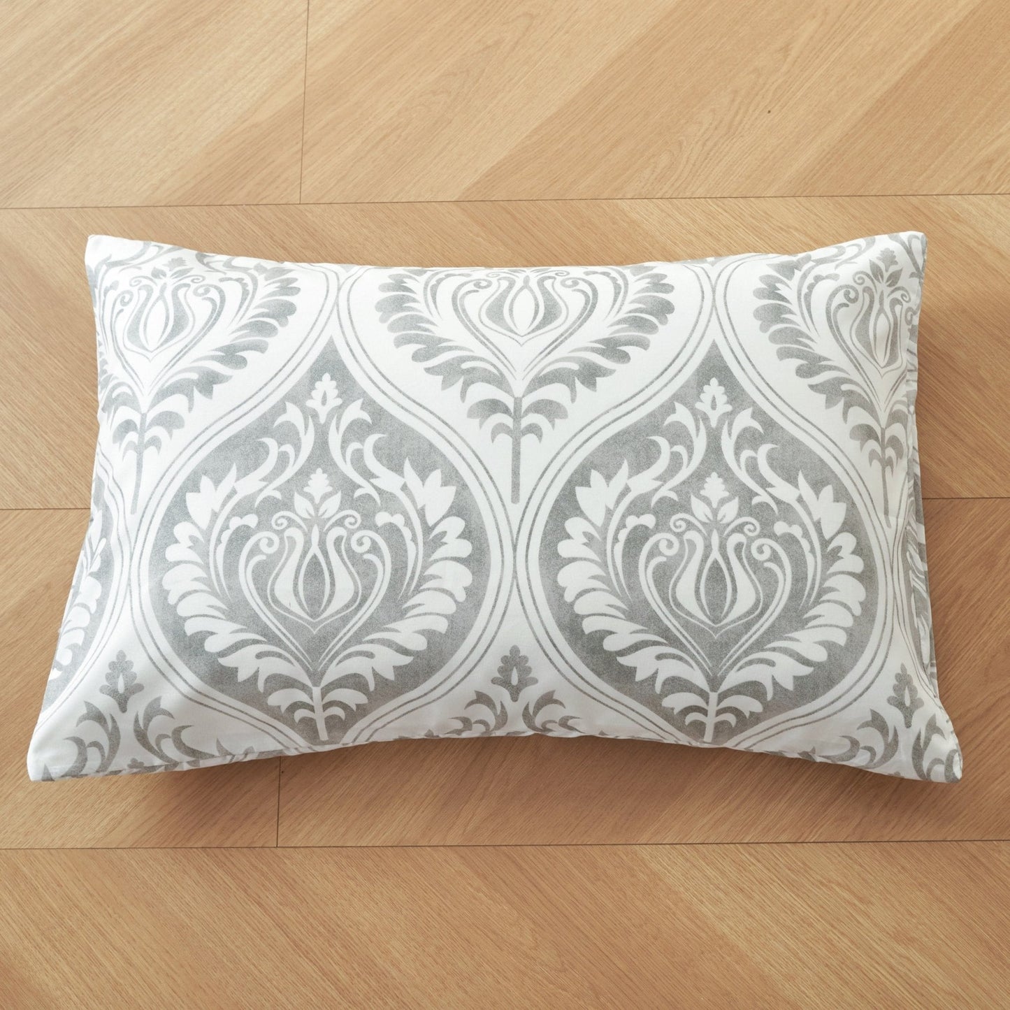 Dreamy Moon Sky Ogee Damask Heather Gray White Duvet Cover Set - Quahog Bay Bedding