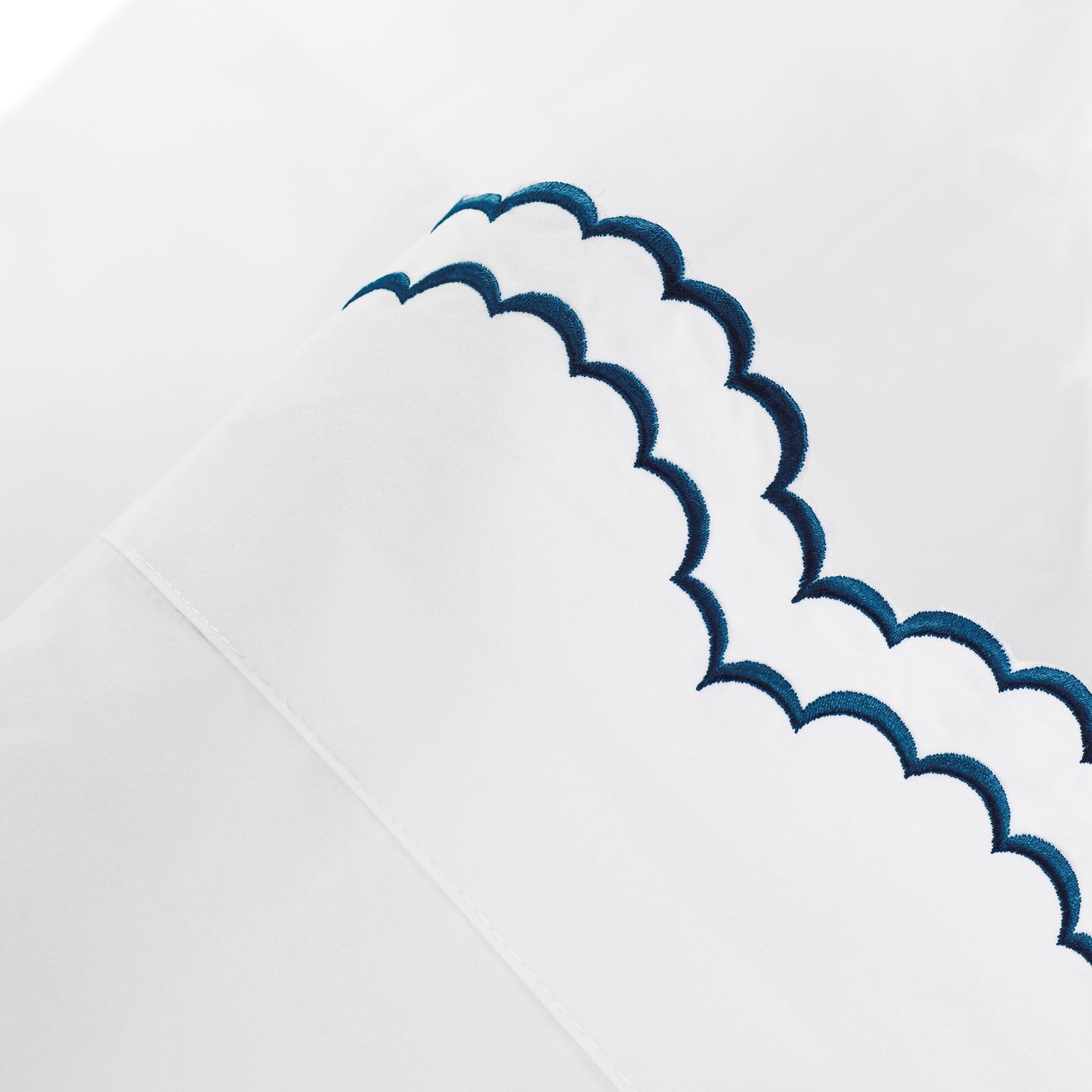 Double Scalloped Edge Embroidered Percale Sheet Set