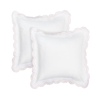 Double Scallop Embroidered Percale Euro Sham Pair