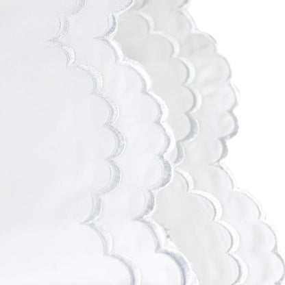 Double Scallop Embroidered Percale Pillowcase Pair
