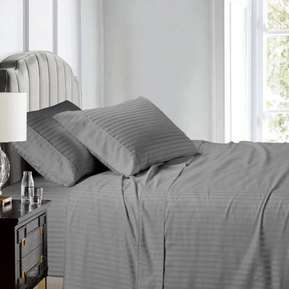 Egyptian Linens 608TC 100% Cotton Split King Stripe Adjustable Bed Sheets - Quahog Bay Bedding