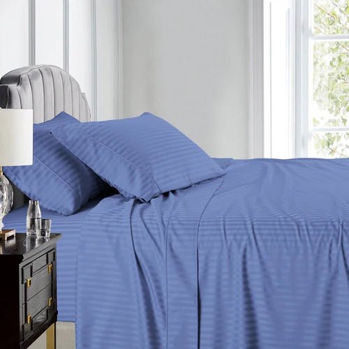 Egyptian Linens 608TC 100% Cotton Split King Stripe Adjustable Bed Sheets - Quahog Bay Bedding