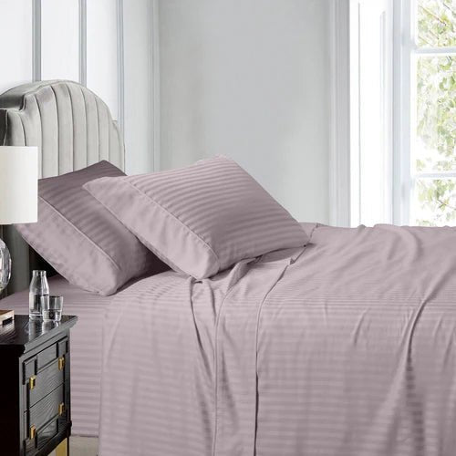Egyptian Linens 608TC 100% Cotton Split King Stripe Adjustable Bed Sheets - Quahog Bay Bedding