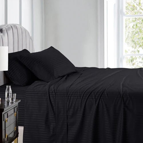 Egyptian Linens 608TC 100% Cotton Split King Stripe Adjustable Bed Sheets - Quahog Bay Bedding