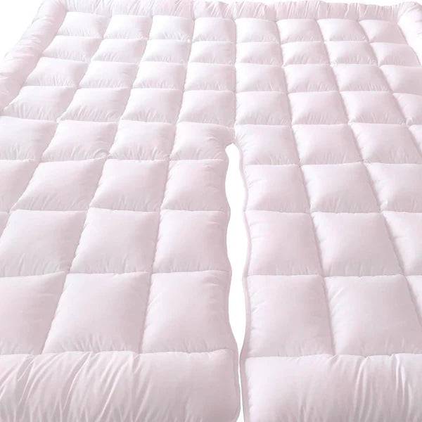 Split Top Cal King Plush 2 Inches Mattress Pad Down Alternative Anchor Bands