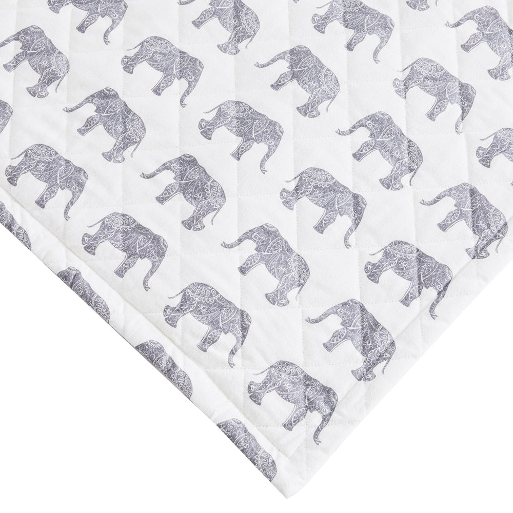 Elephants Cotton Flannel Quilt Set - Animal Print Sheets - Quahog Bay Bedding