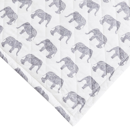 Elephants Cotton Flannel Quilt Set - Animal Print Sheets - Quahog Bay Bedding
