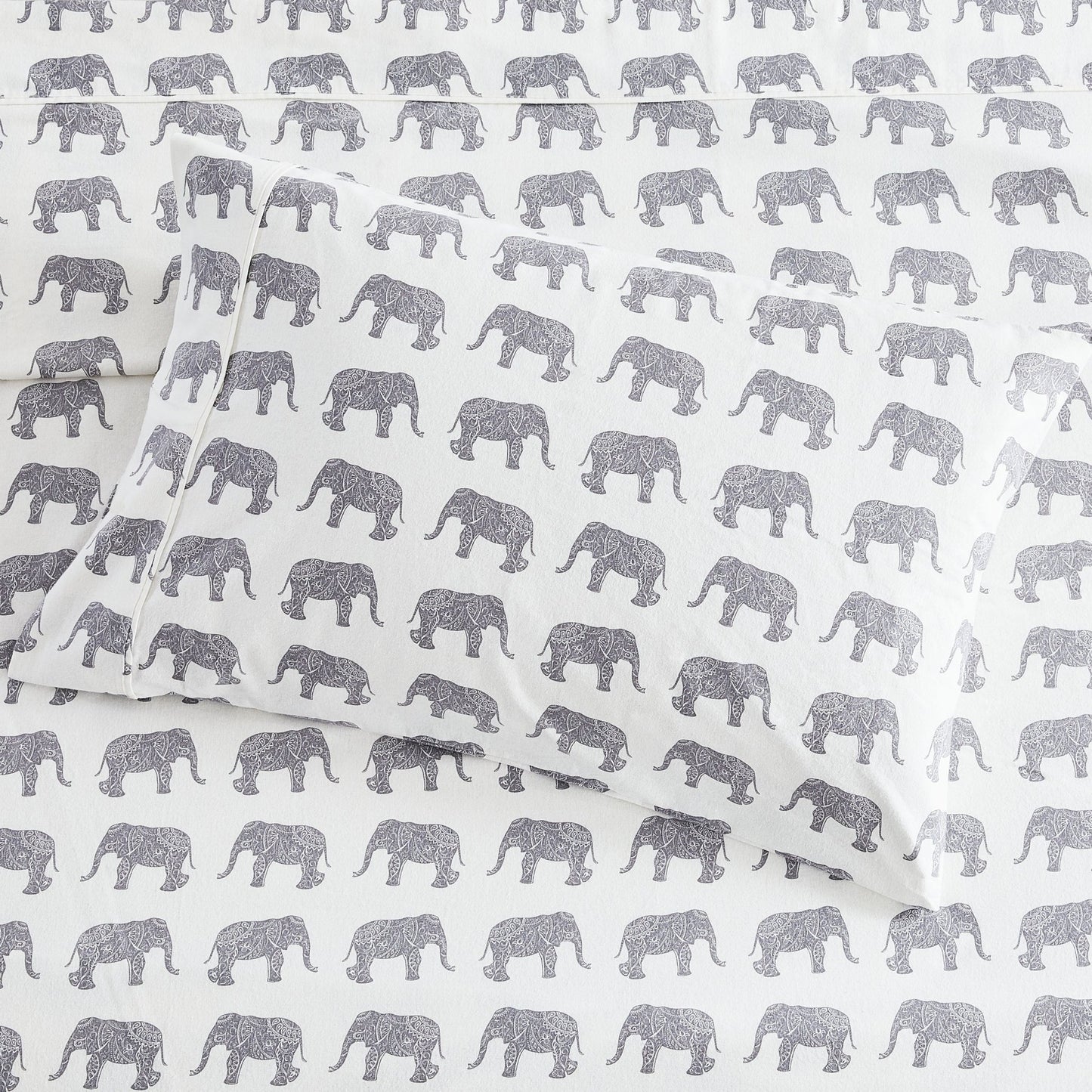 Elephants Flannel Sheet Set - Animal Print Flannel Sheets - Quahog Bay Bedding