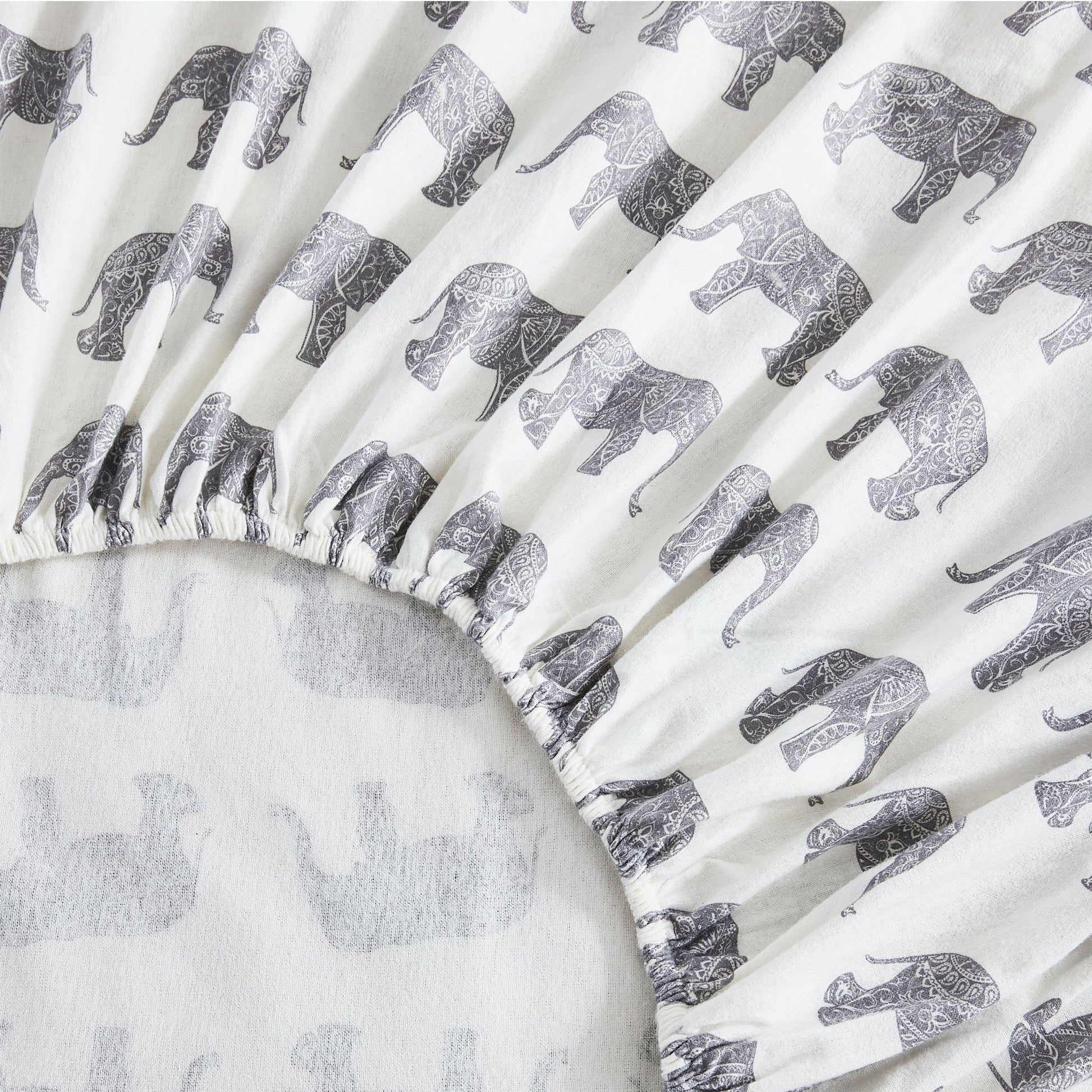 Elephants Flannel Sheet Set - Animal Print Flannel Sheets - Quahog Bay Bedding