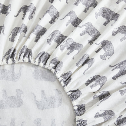 Elephants Flannel Sheet Set - Animal Print Flannel Sheets - Quahog Bay Bedding