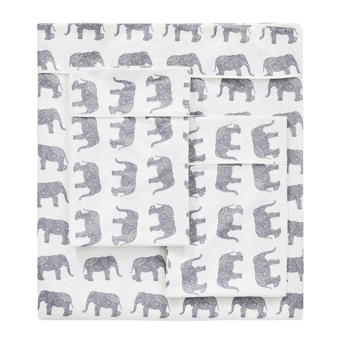 Elephants Flannel Sheet Set - Animal Print Flannel Sheets - Quahog Bay Bedding