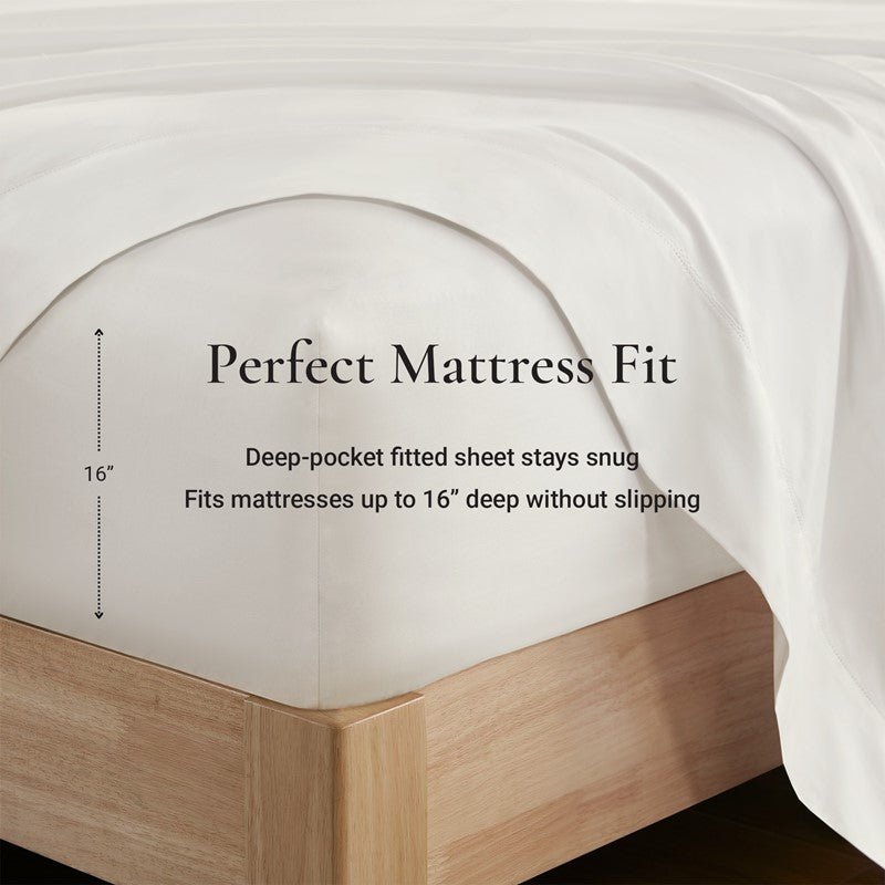 Elina American Grown Supima 500TC Cotton Percale Sheet Set - Bright White - Quahog Bay Bedding