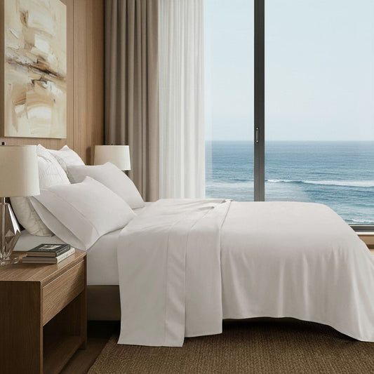 Elina American Grown Supima 500TC Cotton Percale Sheet Set - Bright White - Quahog Bay Bedding