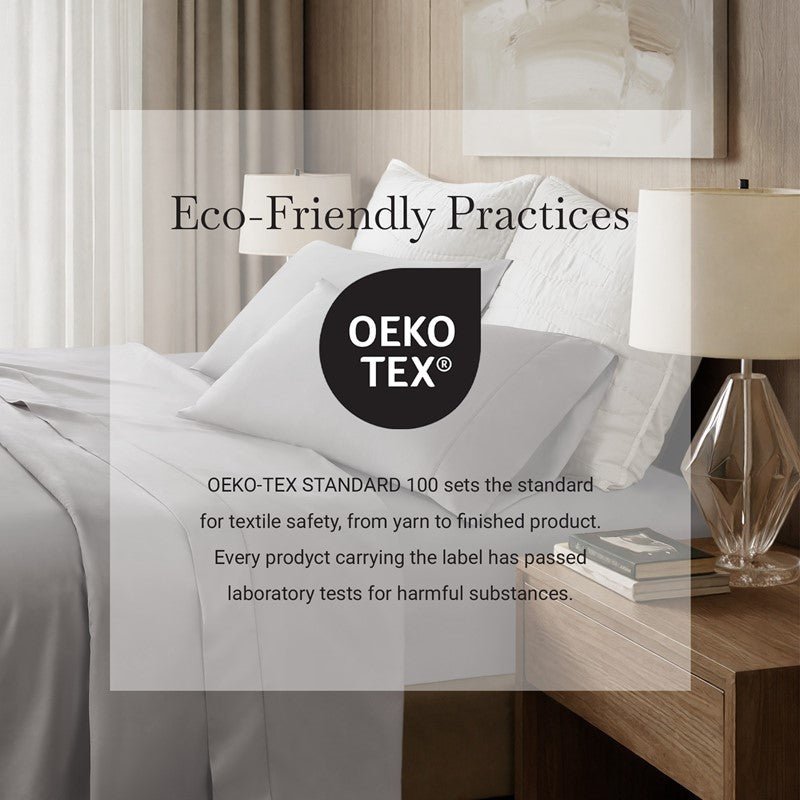 Elina American Grown Supima 500TC Cotton Percale Sheet Set - Grey - Quahog Bay Bedding