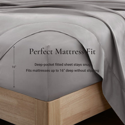 Elina American Grown Supima 500TC Cotton Percale Sheet Set - Grey - Quahog Bay Bedding